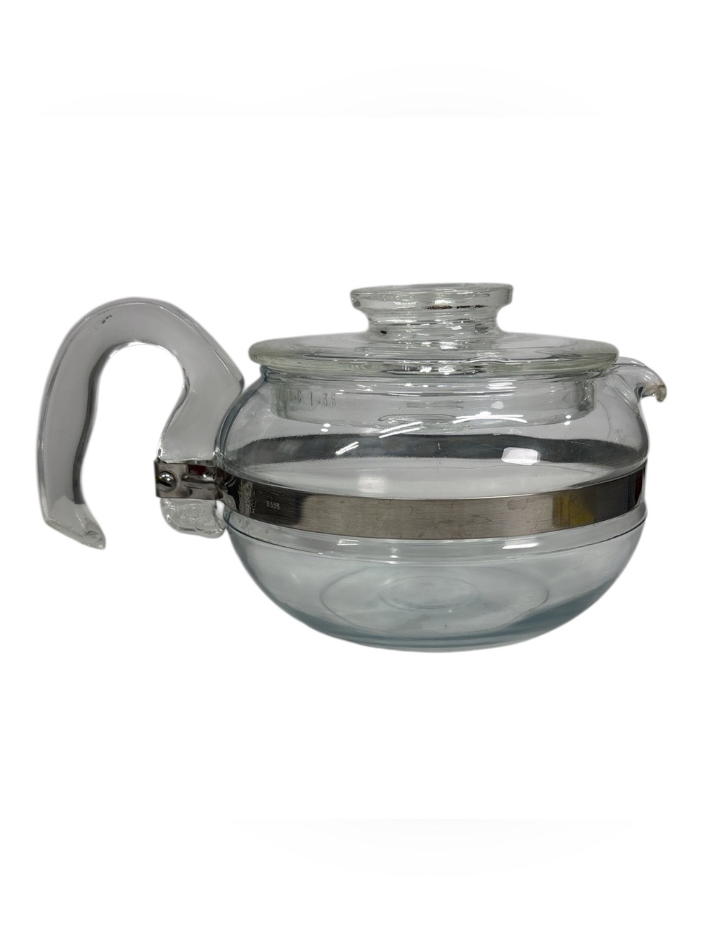 Vintage PYREX Glass #8446-B Flameware 6 Cup Coffee Tea Pot With Lid Stovetop